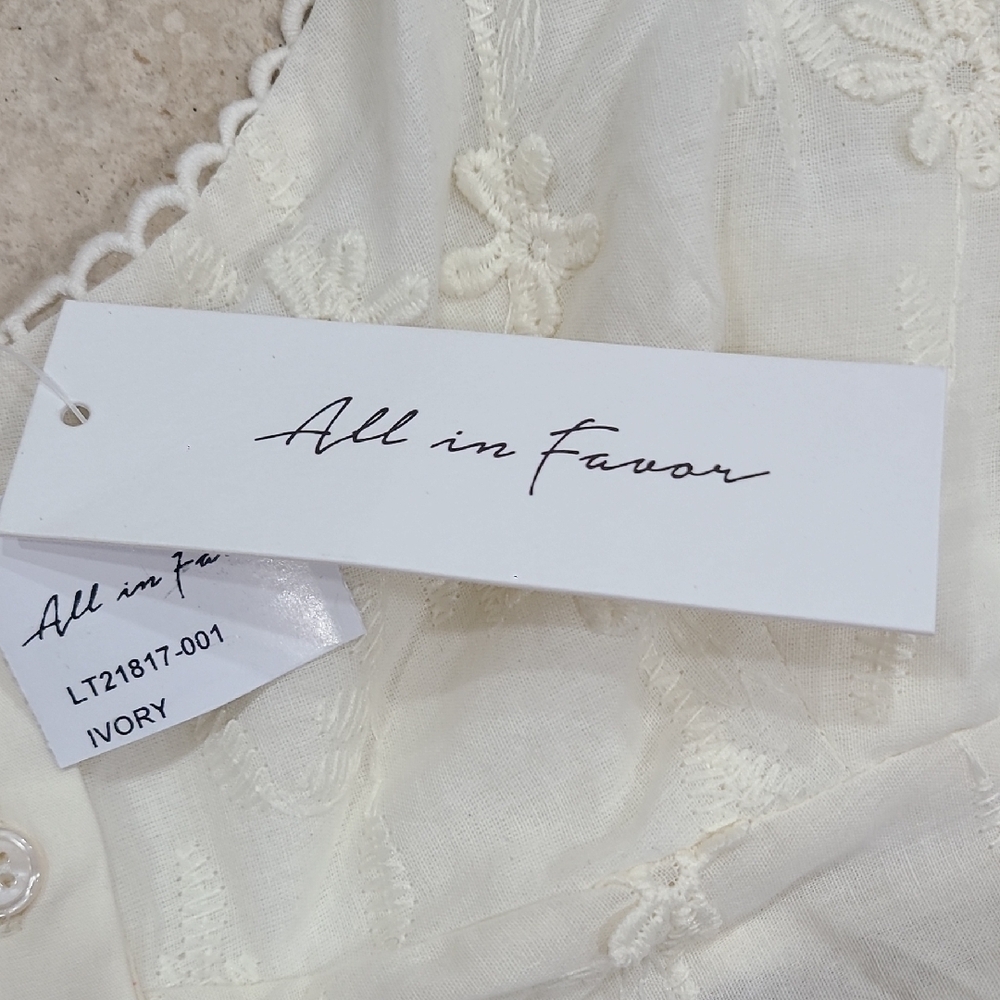 All in Favor Cream Floral Embroidered Blouse - Picture 3 of 9